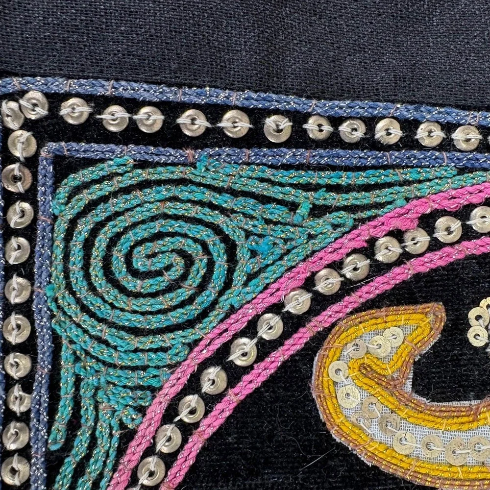 Thai Burmese KALAGA TAPESTRY Elephant Hand Embroidered Wall Hanging  11' x‎ 11